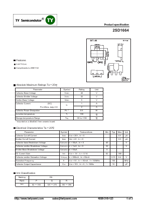 D1664 Datasheet PDF TY Semiconductor