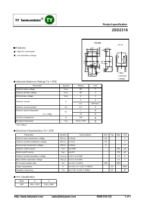 D2318 Datasheet PDF TY Semiconductor