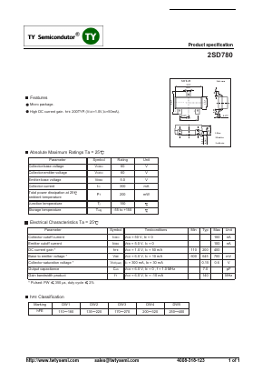 2SD780 Datasheet PDF TY Semiconductor