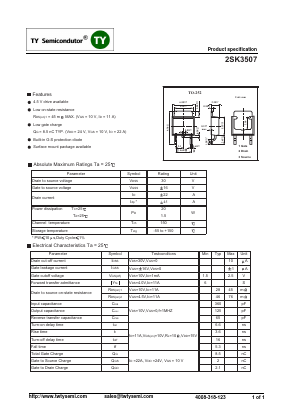 2SK3507 Datasheet PDF TY Semiconductor