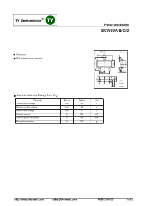 BCW60D Datasheet PDF TY Semiconductor