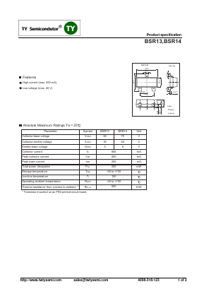 BSR13 Datasheet PDF TY Semiconductor