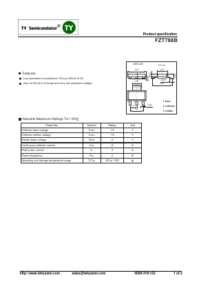FZT788B Datasheet PDF TY Semiconductor
