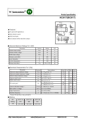 BC817-40 Datasheet PDF TY Semiconductor