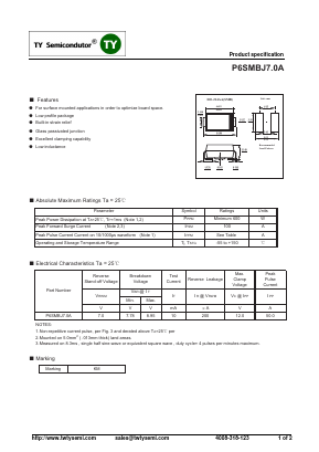 P6SMBJ7-0A Datasheet PDF TY Semiconductor