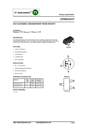 ZXMN2A01FTA Datasheet PDF TY Semiconductor