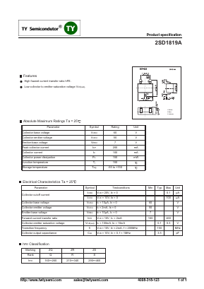 2SD1819A-R Datasheet PDF TY Semiconductor