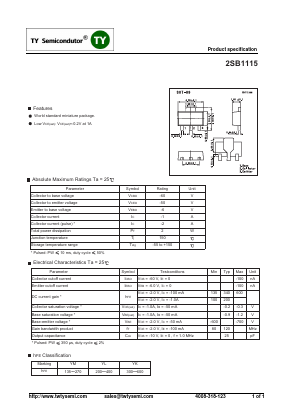 2SB1115 Datasheet PDF TY Semiconductor