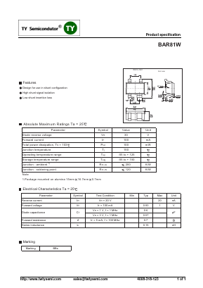BAR81W Datasheet PDF TY Semiconductor