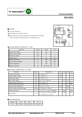 2SC2405 Datasheet PDF TY Semiconductor