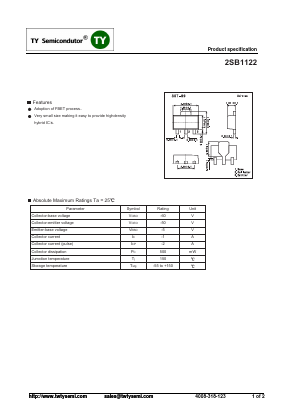 2SB1122 Datasheet PDF TY Semiconductor