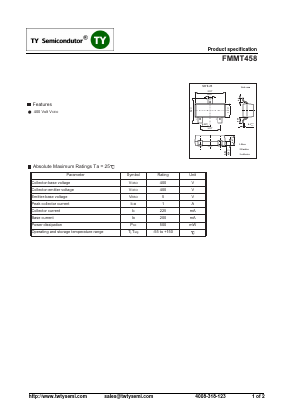 FMMT458 Datasheet PDF TY Semiconductor