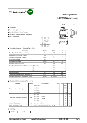 BAV99DW Datasheet PDF TY Semiconductor