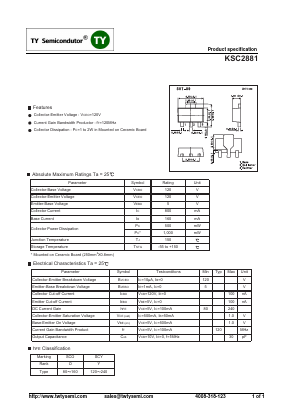 KSC2881 Datasheet PDF TY Semiconductor