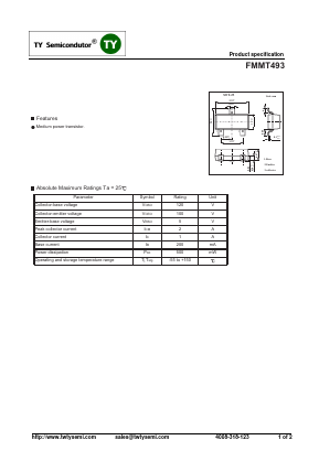 FMMT493 Datasheet PDF TY Semiconductor