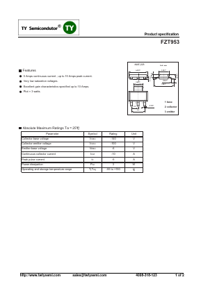 FZT953 Datasheet PDF TY Semiconductor