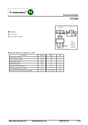 FZT658 Datasheet PDF TY Semiconductor