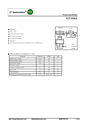 FZT1049A Datasheet PDF TY Semiconductor