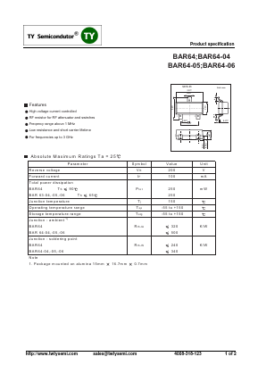 BAR64-05 Datasheet PDF TY Semiconductor
