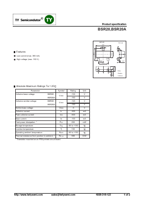 BSR20 Datasheet PDF TY Semiconductor