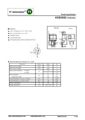 KDB3682 Datasheet PDF TY Semiconductor