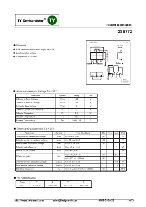 2SB772 Datasheet PDF TY Semiconductor