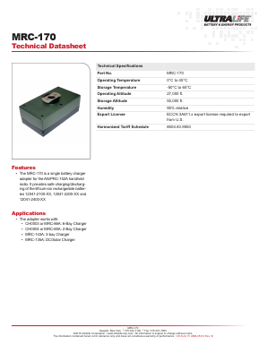 MRC-170 Datasheet PDF Ultralife Corporation.