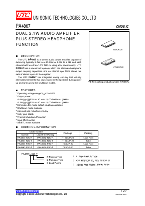 PA4867-P20-R Datasheet PDF UMC Corporation