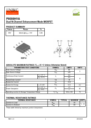 P8008HVA Datasheet PDF Wuxi U-NIKC Semiconductor CO.,LTD