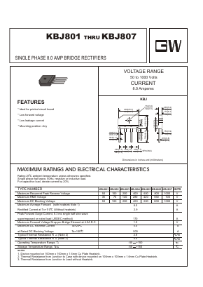 KBJ801 Datasheet PDF UNIOHM CORPORATION