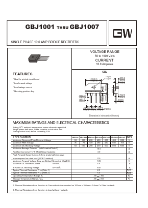 GBJ1005 Datasheet PDF UNIOHM CORPORATION