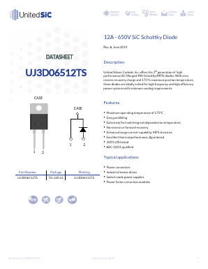 UJ3D06512TS Datasheet PDF UnitedSiC.