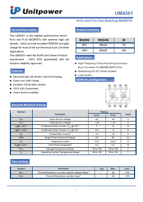 UM4301 Datasheet PDF Unitpower Technology Limited