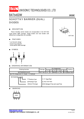 BAT54SDW Datasheet PDF Unisonic Technologies