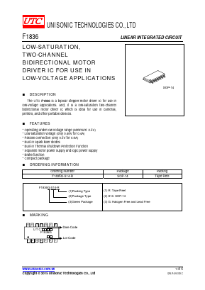 F1836 Datasheet PDF Unisonic Technologies
