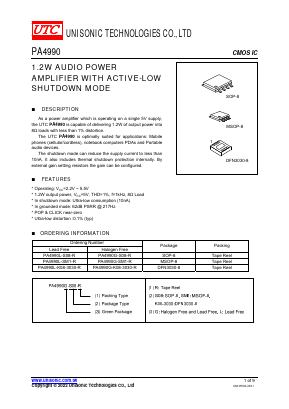 PA4990 Datasheet PDF Unisonic Technologies