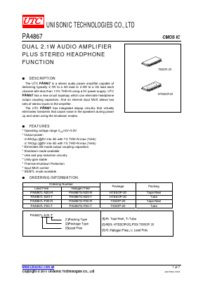 PA4867G-P20-T Datasheet PDF Unisonic Technologies