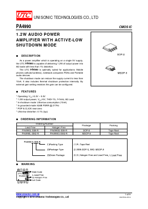 PA4990G-SM2-R Datasheet PDF Unisonic Technologies