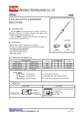 SB540 Datasheet PDF Unisonic Technologies