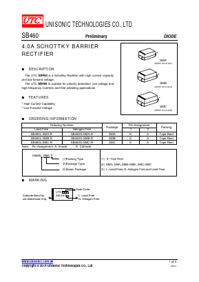 SB460 Datasheet PDF Unisonic Technologies