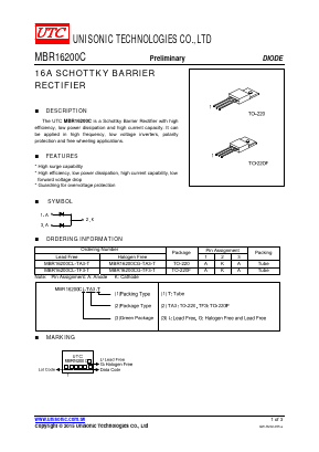 MBR16200CG-TF3-T Datasheet PDF Unisonic Technologies