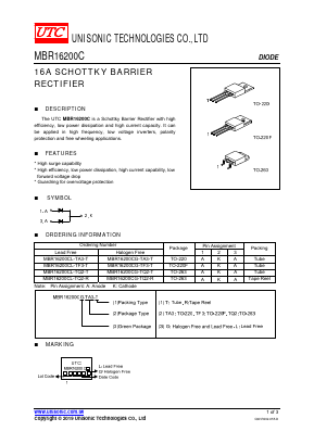 MBR16200CL-TF3-T Datasheet PDF Unisonic Technologies