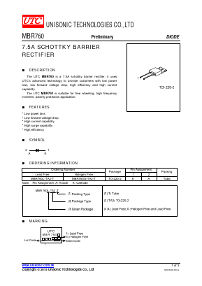 MBR760G-TA2-T Datasheet PDF Unisonic Technologies