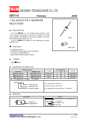 MBR145 Datasheet PDF Unisonic Technologies