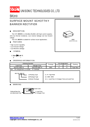 SK310G-SMC-R Datasheet PDF Unisonic Technologies