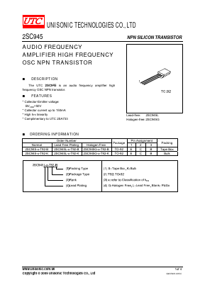 2SC945-Q-T92-B Datasheet PDF Unisonic Technologies
