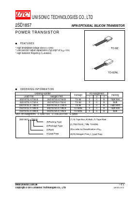 2SD1875G-X-T92-B Datasheet PDF Unisonic Technologies