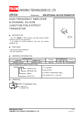 2SK508G-K51-AE3-R Datasheet PDF Unisonic Technologies
