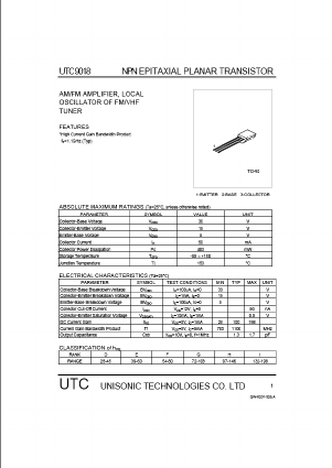 9018 Datasheet PDF Unisonic Technologies