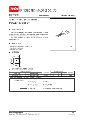 UT23P09 Datasheet PDF Unisonic Technologies